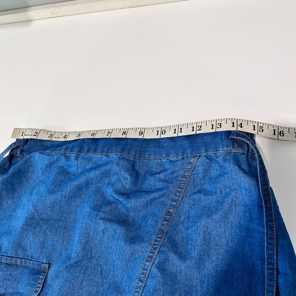 RD+koko A Line Mide Skirt Denim Blue Wrap Skirt - Picture 6 of 16